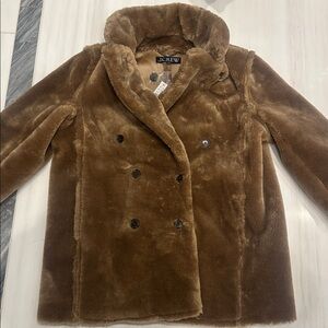 NWT J. Crew Tan Faux Fur Jacket size L retail $298